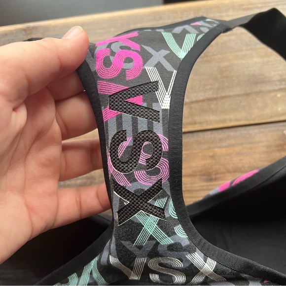 Victoria’s Secret Sport Front Zip Multicolor Logo Sports Bra Size 32C - Picture 6 of 8